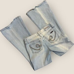 Ultralove Y2K Light Wash Jeans Rainbow Embroidered Pockets Low Rise 7